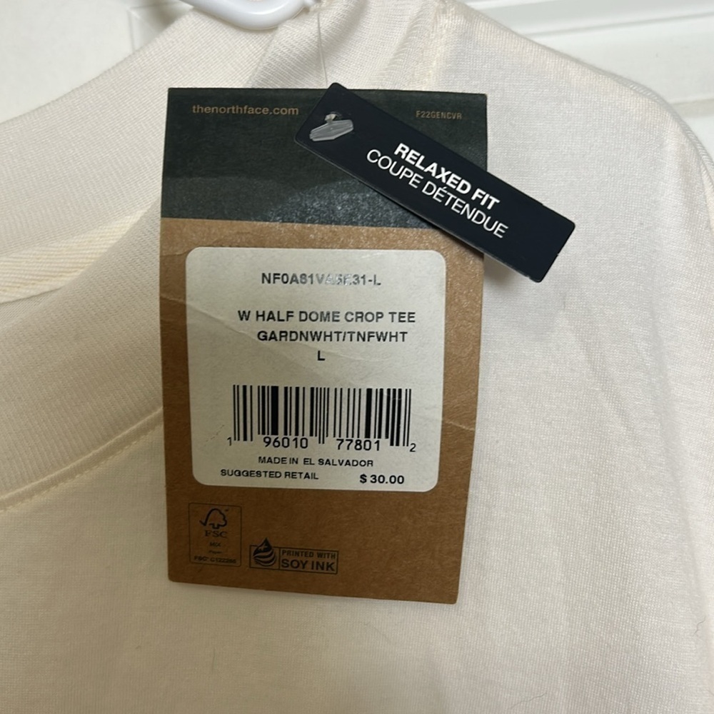 The North Face half dome crop T-shirt size large cream short sleeve cotton NWT - Picture 3 of 8